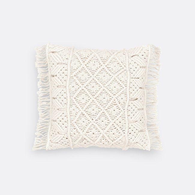 Housse de coussin macramé, Sparta ecru <span itemprop=