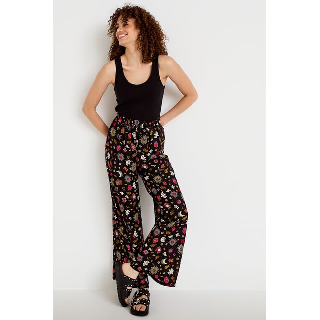 Pantalon large taille standard noir <span itemprop=