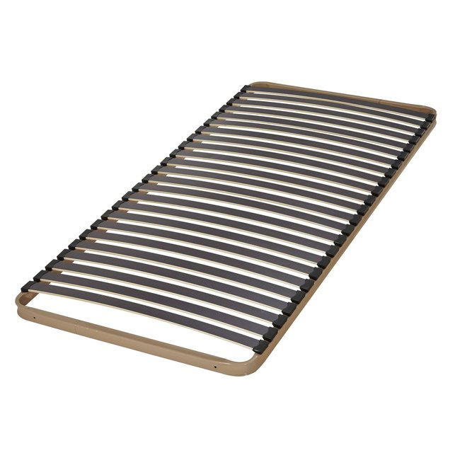 Sommier cadre à lattes - EVY Couleur beige/noir <span itemprop=
