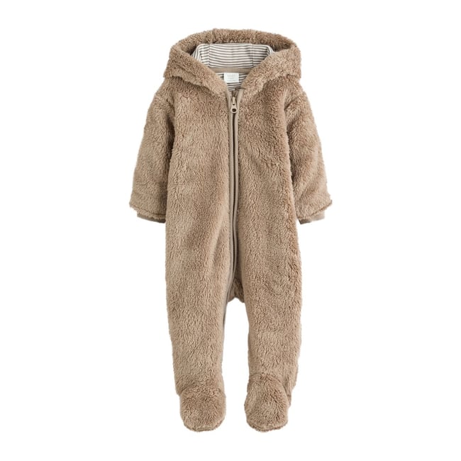 Combinaison nylon bébé à capuche matelassée marron <span itemprop=