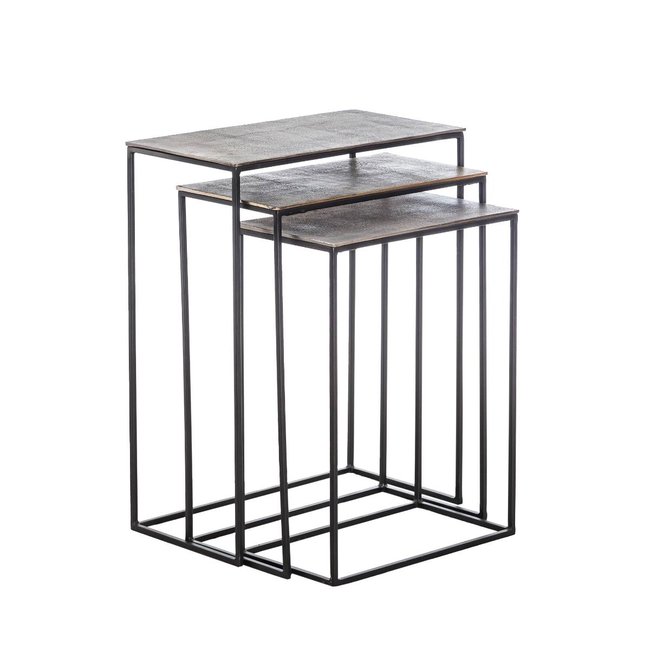 Table basse gigogne en aluminium ROXANNE Couleur gris <span itemprop=