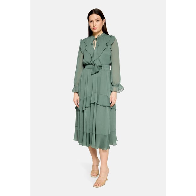 Robe de cocktail à volant evening green <span itemprop=