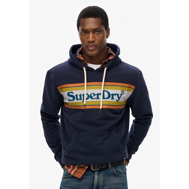 Sudadera con capucha con impresión SUPERDRY azul <span itemprop=