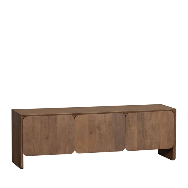 Meuble TV 3 portes en bois L150cm - JERRE Couleur bois foncé <span itemprop=