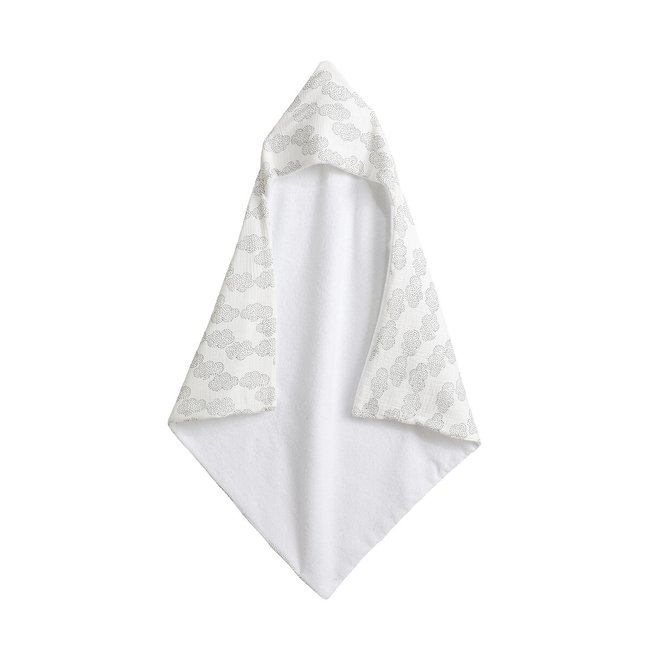 Cape de bain bébé gaze de coton bio  ecru <span itemprop=