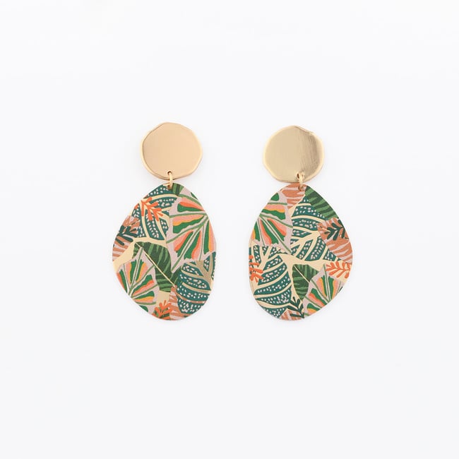 Boucles d'oreilles Balagane imprimé jungle multicolore <span itemprop=