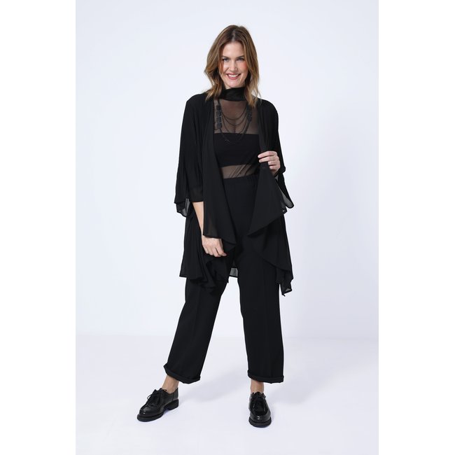 Veste fluide plissée noir <span itemprop=
