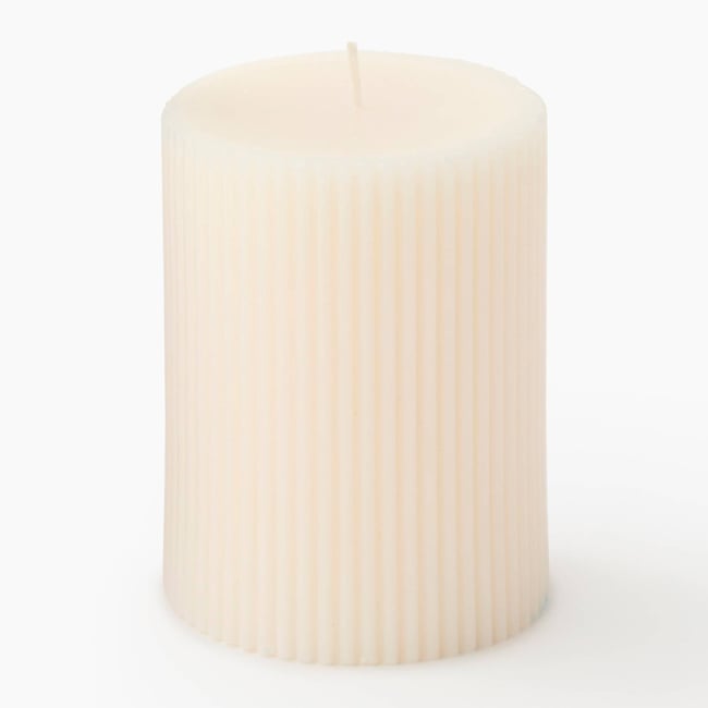 Bougie fumeur strié, 7x9cm Couleur off white <span itemprop=