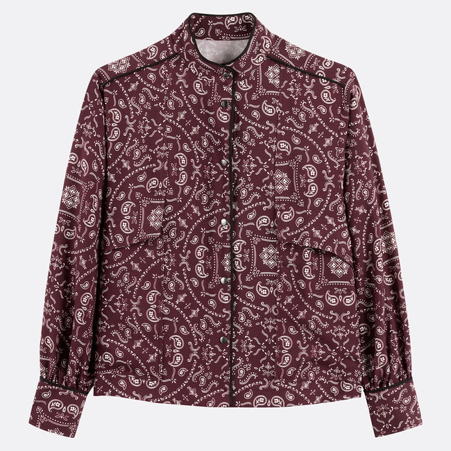 Koszula z nadrukiem paisley i wysokim kołnierzem w kolorze bordowym LA REDOUTE COLLECTIONS