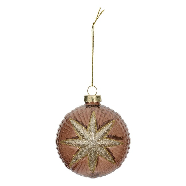 Boule de Noël en verre étoile Nord marron D. 80 mm Couleur bronze <span itemprop=