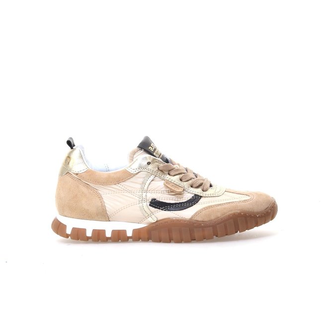 Baskets mix matières camel <span itemprop=