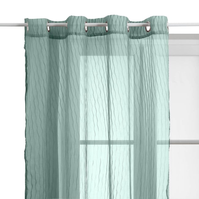 Voilage rayures texturées MILA vert celadon <span itemprop=