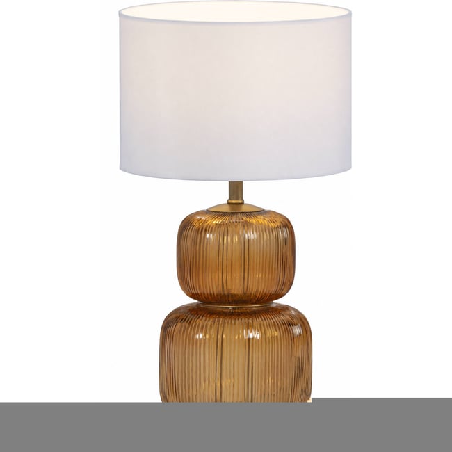 Lampe de table en verre soufflé Couleur ambre et doré <span itemprop=
