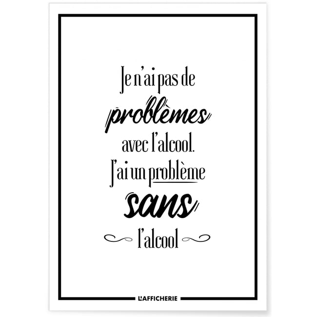 Affiche 'Je n'ai pas de problèmes avec l'alcool...' Couleur blanc <span itemprop=