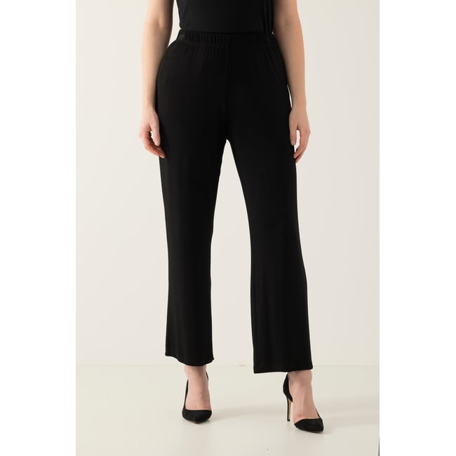 Pantalon en tissu fluide noir <span itemprop=