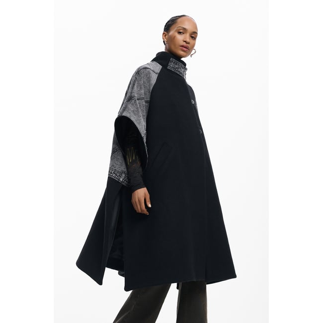 Poncho hybride en denim bleu <span itemprop=