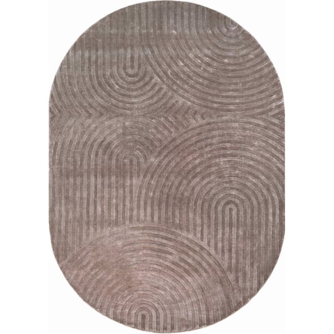 Tapis texturé aux arches en relief en viscose Couleur beige <span itemprop=