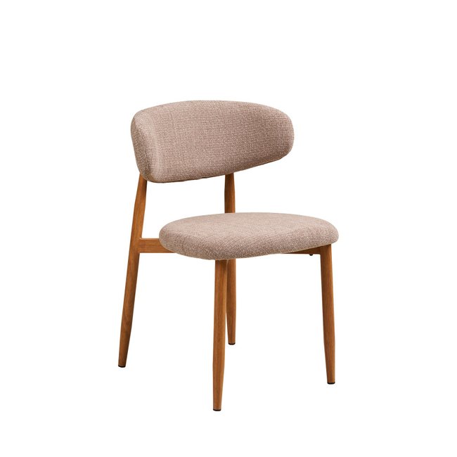 Lot de 2 chaises en tissu piètement effet bois- LEVANTO Couleur beige <span itemprop=