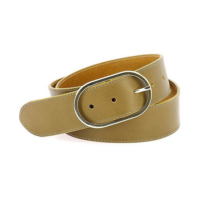 Ceinture en cuir lisse PANAME camel <span itemprop=