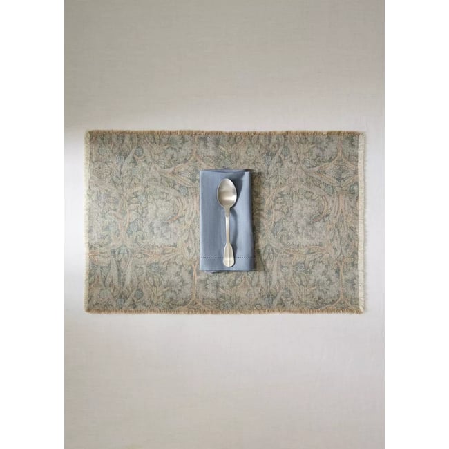 Set de table en coton et lin imprimé fleuri 40x60 cm Couleur bleu <span itemprop=