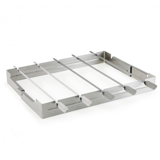 Support + 5 brochettes pour barbecue argent <span itemprop=