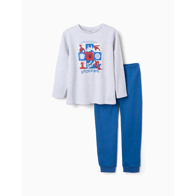 Pyjama long avec imprimé Spider-Man qui brille dans le noir gris clair <span itemprop=