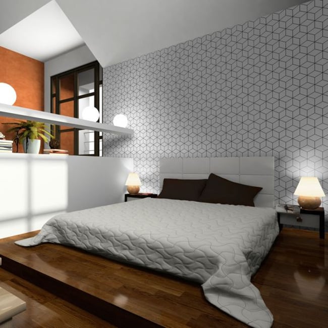 Papier peint intissé panoramique Cubes - texture Couleur noir <span itemprop=