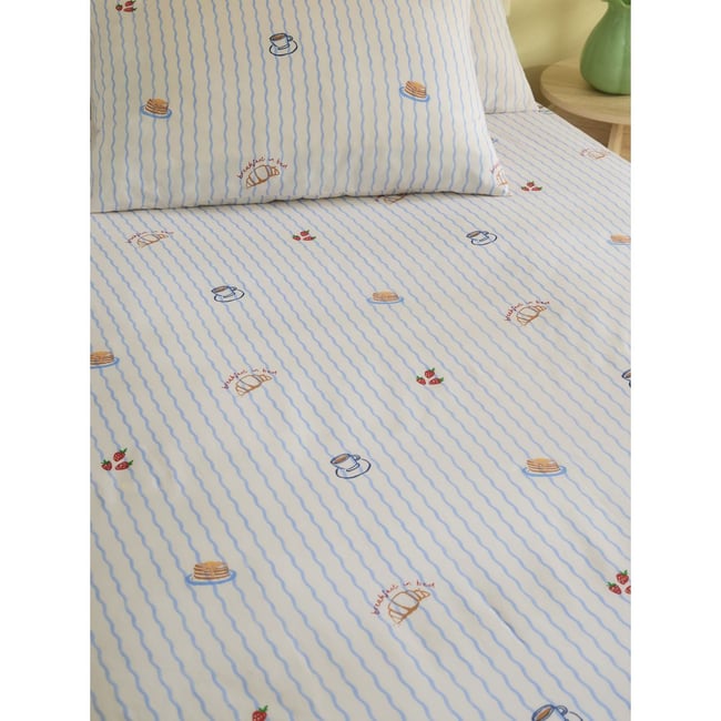 Parure drap-housse breakfast in bed naturel <span itemprop=