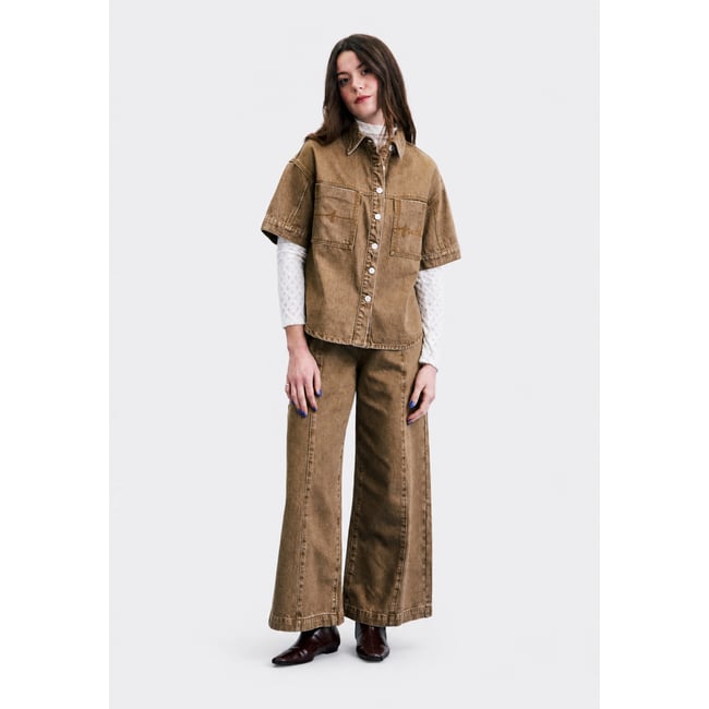 Jean Fushimi en coton FUSHIMI marron glace <span itemprop=