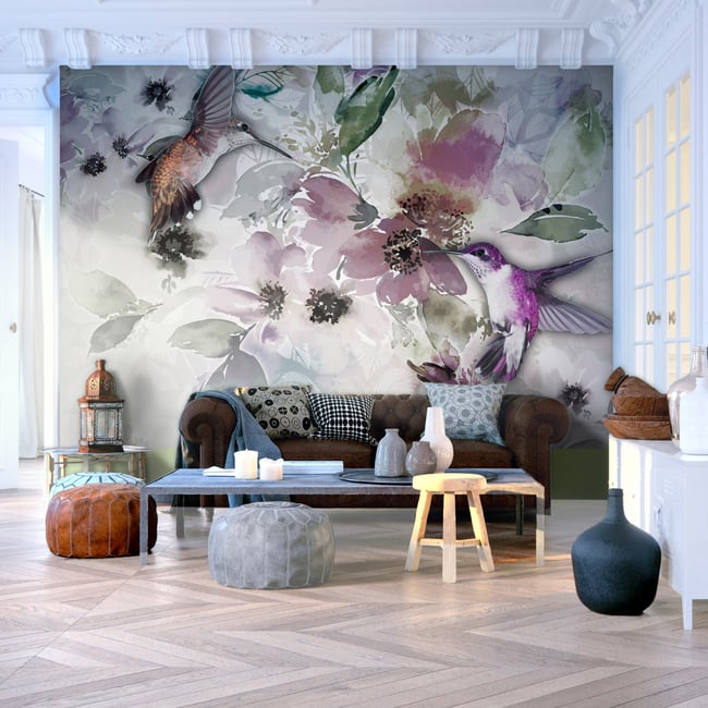 Papier peint intissé panoramique Animaux Nature in Watercolor Couleur multicouleur <span itemprop=