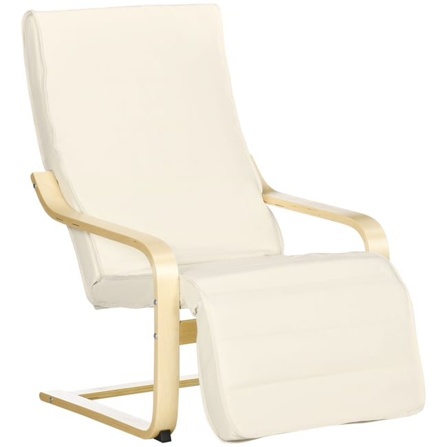 Accent Chair Lin (100% polyester) Crème Couleur crème, bois naturel <span itemprop=