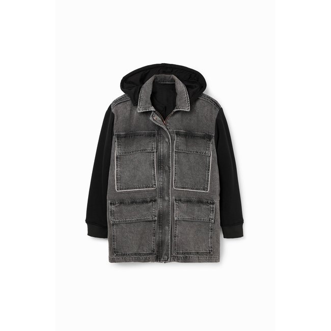 Veste hybride 2 en 1 noir <span itemprop=