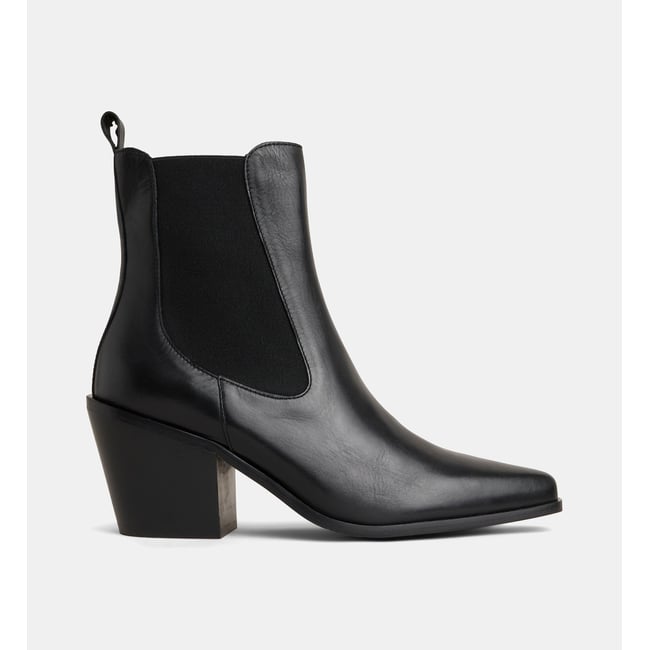 Bottines cecile style western cécile cuir noir <span itemprop=