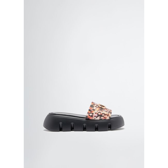 Mules plateforme avec motif animalier rouge animalier <span itemprop=