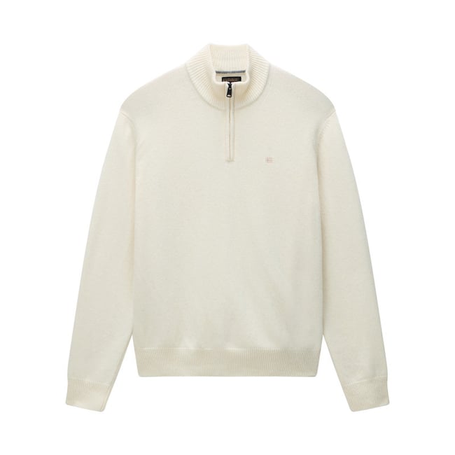 Pull en laine mélangée beige uni avec une coupe droite et un col camionneur - NAPAPIJRI