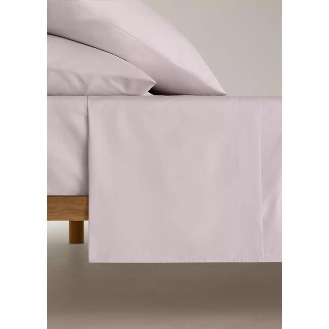 Drap plat percale de coton 200 fils lit 90 cm rose pâle <span itemprop=
