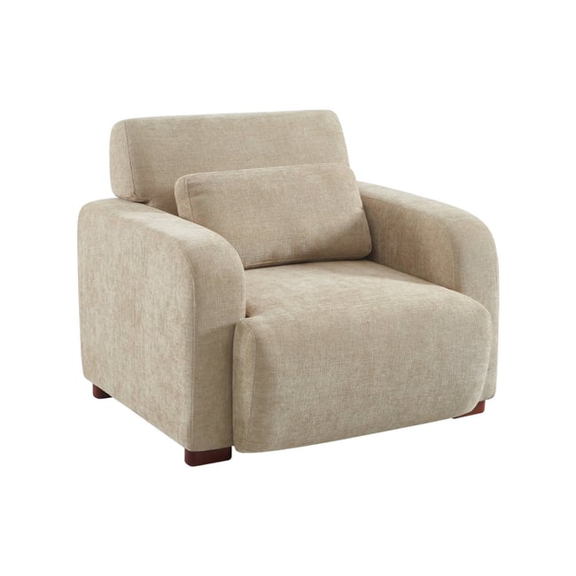 Fauteuil tissu pieds en bois d'hévéa 1 place DANY - SWEEEK