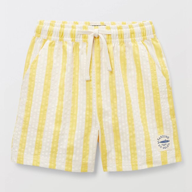 Short élastiqué en seersucker rayé en coton tweety <span itemprop=