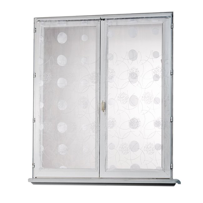 Petit voilage droit en organza brodé de motifs lunaires blanc <span itemprop=