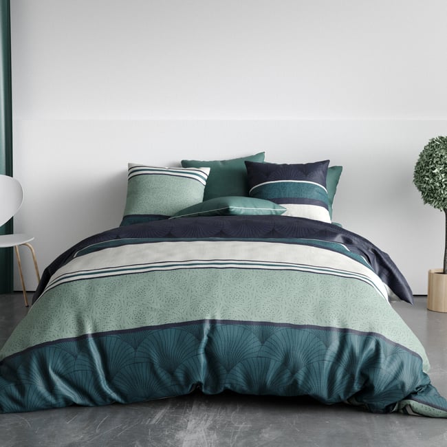 Parure imprimée avec housse de couette et taie(s) en coton, Antika beige <span itemprop=