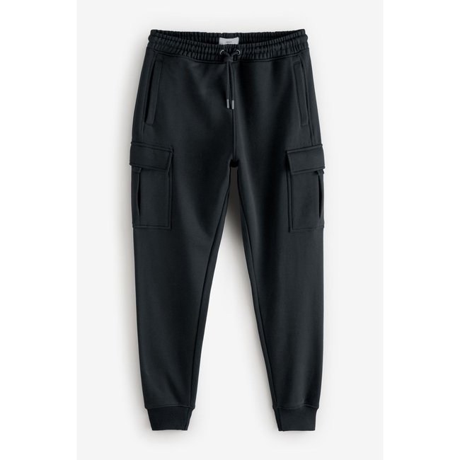 Bas de jogging cargo en jersey noir <span itemprop=