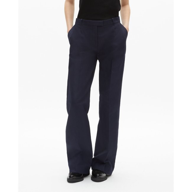 Weite, gerade geschnittene Hose aus Baumwoll-Leinen marine <span itemprop=