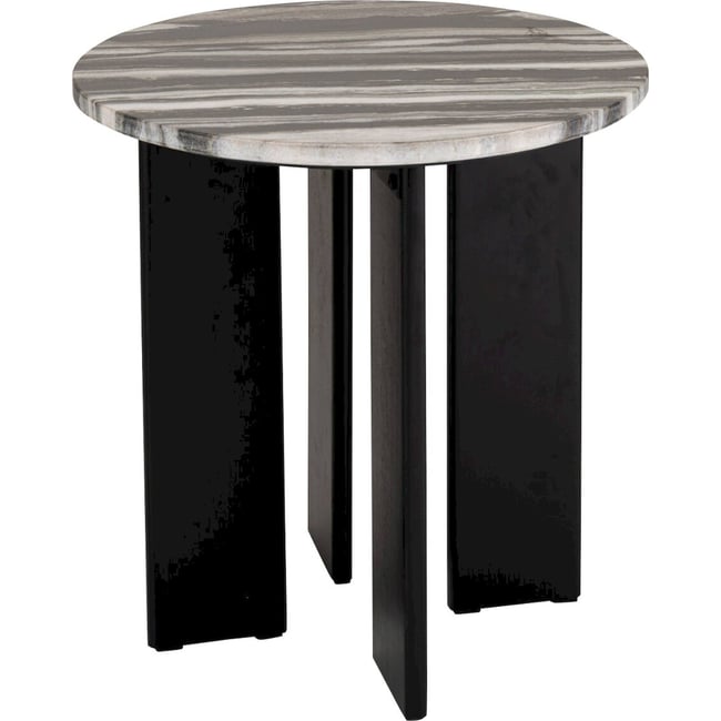 Table d'appoint ronde en pierre Couleur noir et gris <span itemprop=