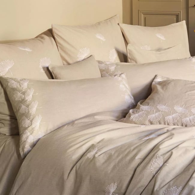 Taie d'oreiller pur coton lavé BRISE D'ETE naturel <span itemprop=