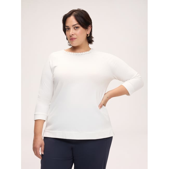 T-shirt avec strass et clous blanc <span itemprop=