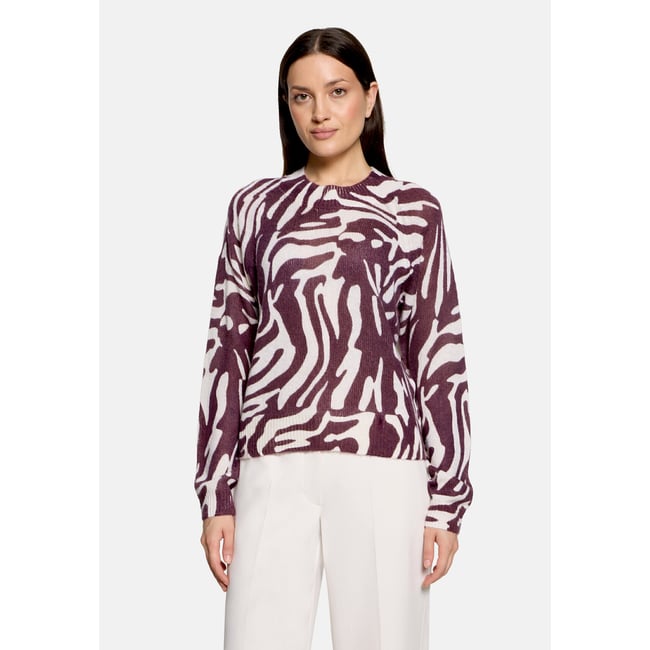 Pull-over en maille à imprimé animalier dark red/cream <span itemprop=