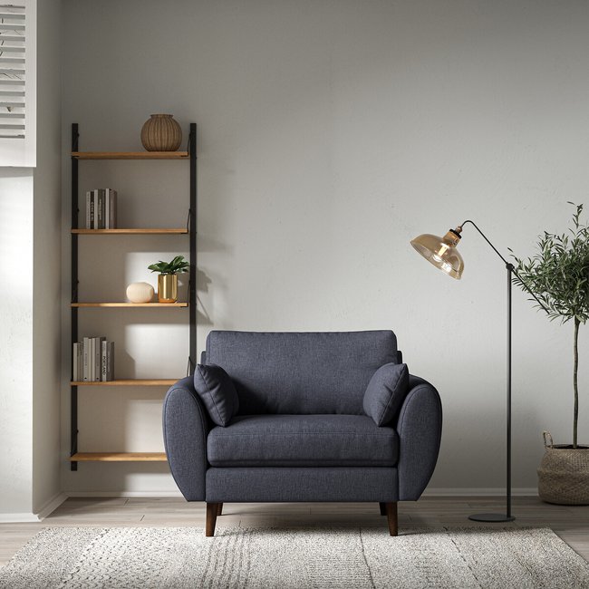 Ada Scandi Soft Brushed Snuggle Chair with Dark Wood Legs - SO'HOME