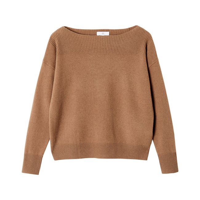 Pull en cachemire col bateau en fine maille camel La Redoute Collections La Redoute