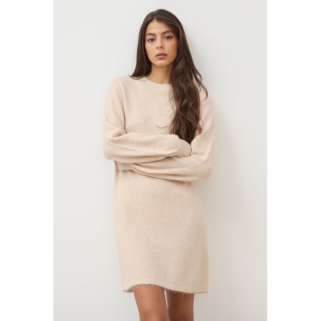Robe droite courte manches longues creme <span itemprop=