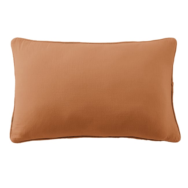 Coussin rectangulaire déhoussable 40x60 cm Gaze de Coton Terra Abricot abricot <span itemprop=